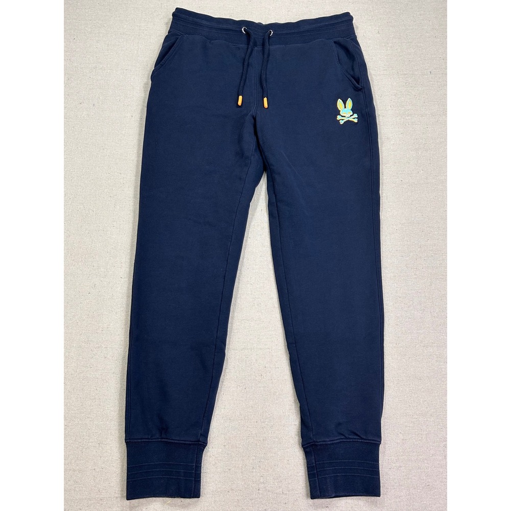 Psycho Bunny Women's Small Navy Blue Cotton Jogger Sweatpants Embroidered Logo